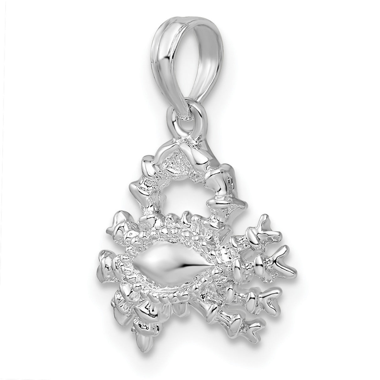 Polished 3D Cancer Zodiac Charm Pendant in Real 925 Sterling Silver