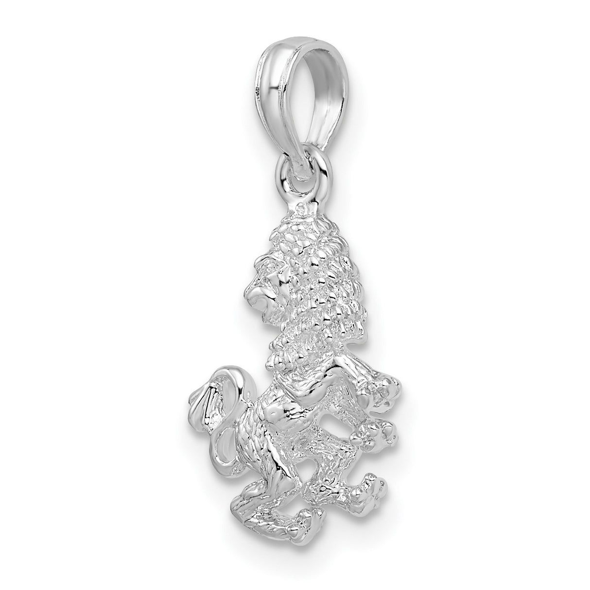 Sterling Silver Lion Pendant with Raised Heraldic Design, Medieval Royal Crest Style for Men