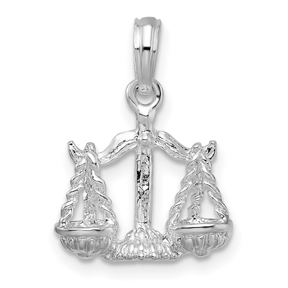 Polished 3D Libra Zodiac Charm Pendant in Real 925 Sterling Silver