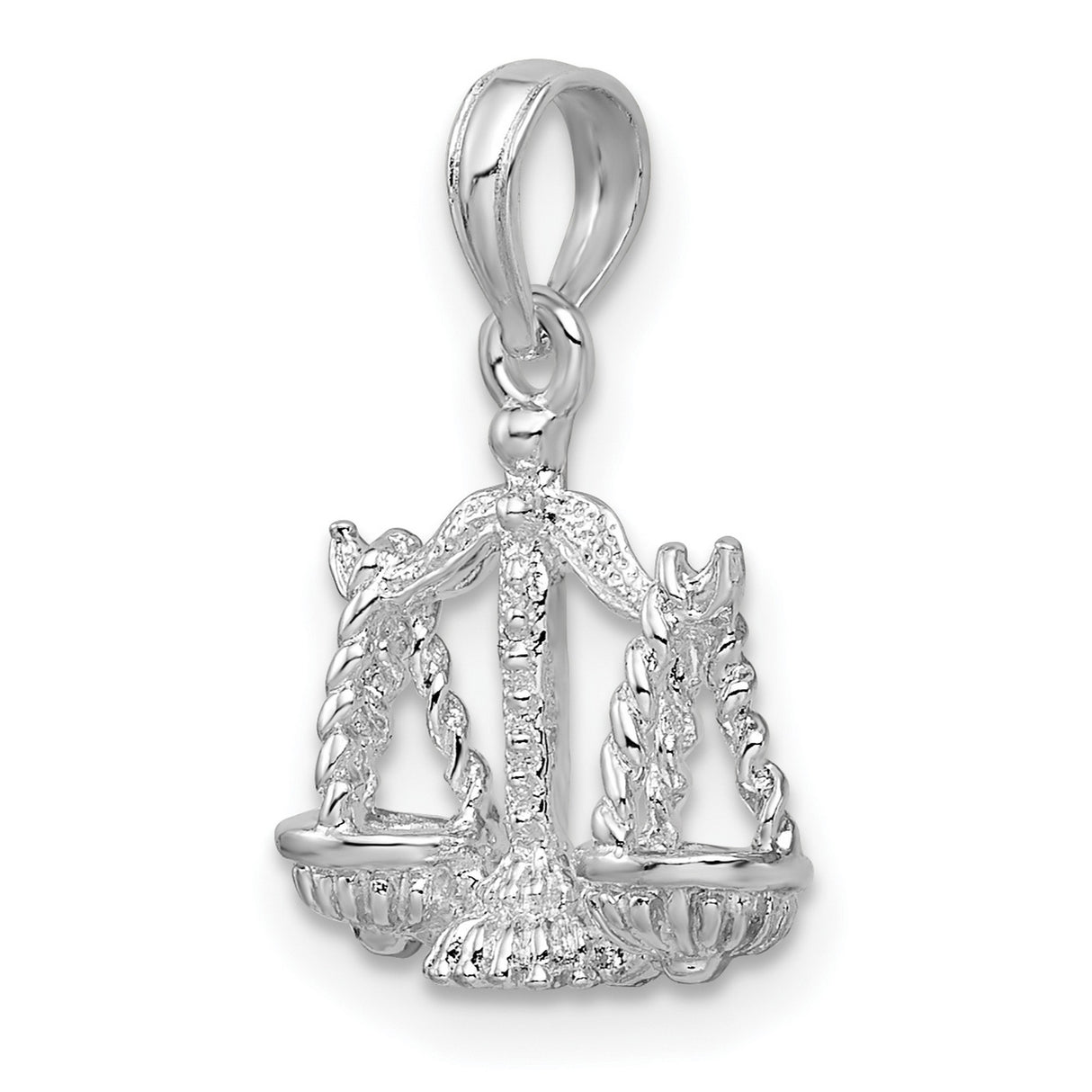 Polished 3D Libra Zodiac Charm Pendant in Real 925 Sterling Silver