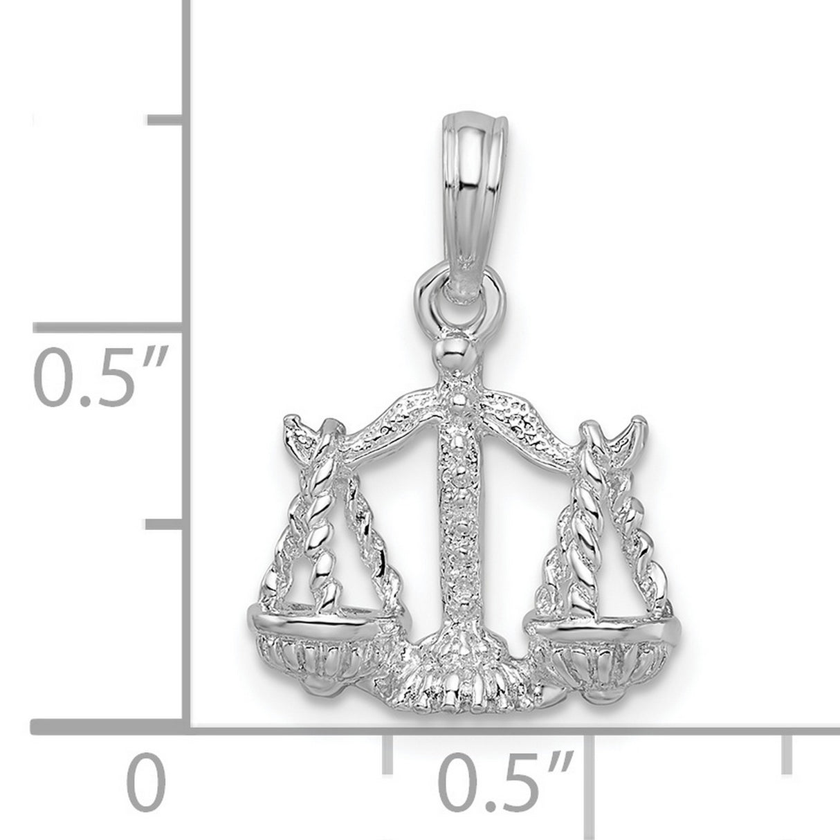 Polished 3D Libra Zodiac Charm Pendant in Real 925 Sterling Silver