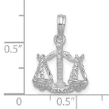 Polished 3D Libra Zodiac Charm Pendant in Real 925 Sterling Silver
