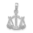 Polished 3D Libra Zodiac Charm Pendant in Real 925 Sterling Silver