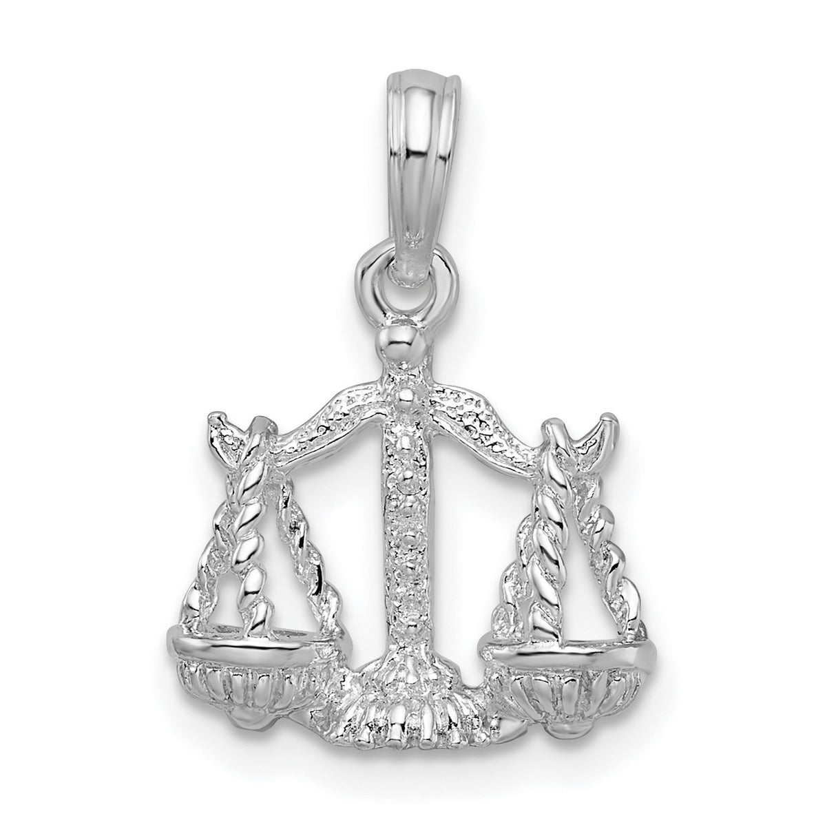 Polished 3D Libra Zodiac Charm Pendant in Real 925 Sterling Silver