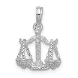 Polished 3D Libra Zodiac Charm Pendant in Real 925 Sterling Silver