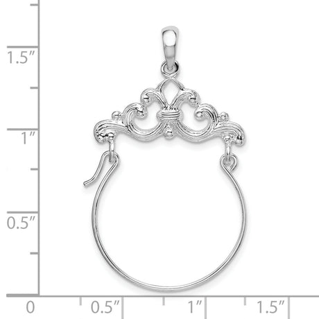 Polished Scroll Design Holder Charm Pendant in Real 925 Sterling Silver