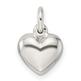 Puffed Heart Charm Pendant in Real 925 Sterling Silver