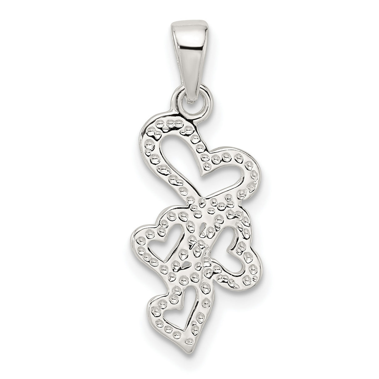 Sterling Silver Heart Pendant with Cascading Open Hearts, Romantic Symbolic Jewelry for Women
