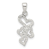 Sterling Silver Heart Pendant with Cascading Open Hearts, Romantic Symbolic Jewelry for Women