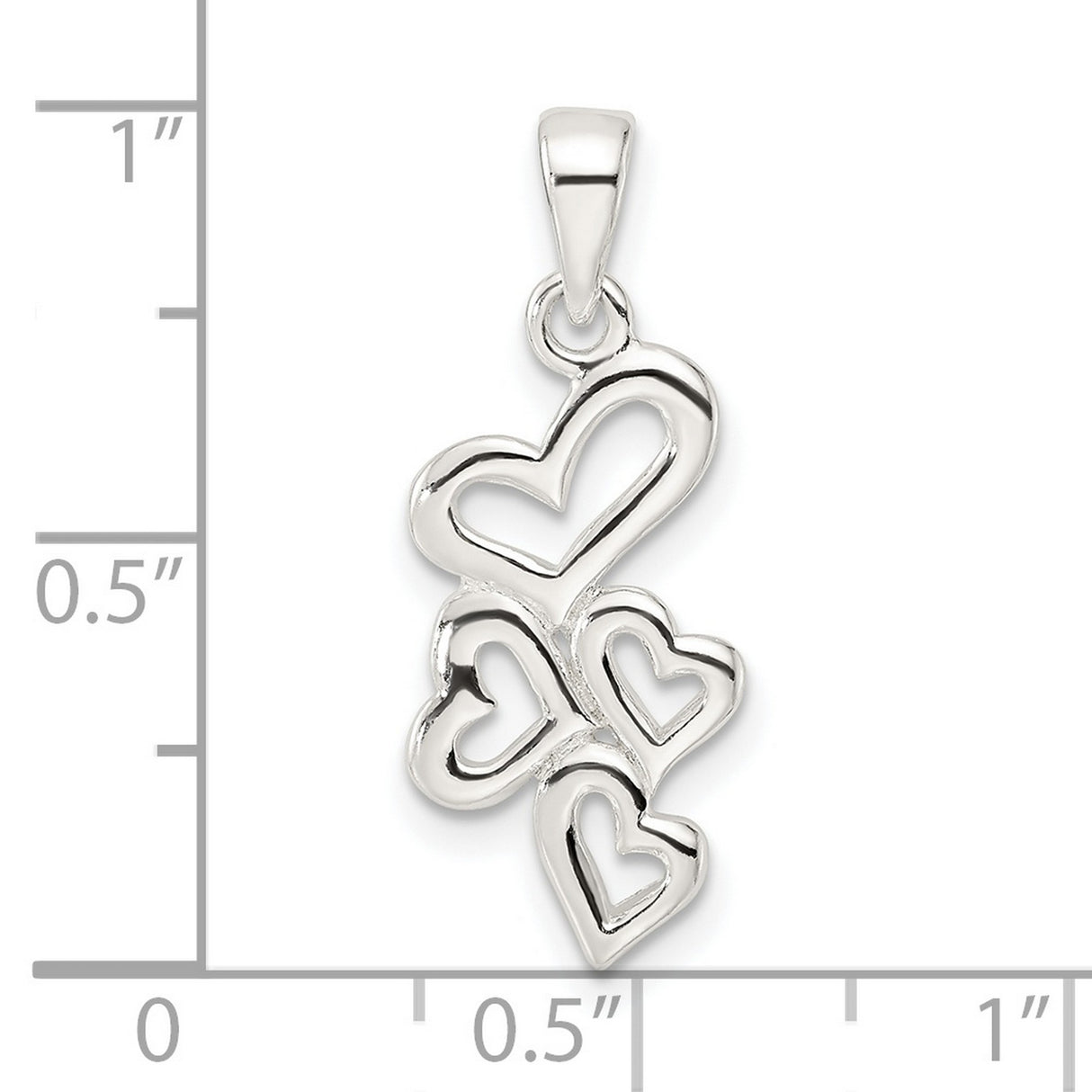 Sterling Silver Heart Pendant with Cascading Open Hearts, Romantic Symbolic Jewelry for Women
