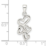 Sterling Silver Heart Pendant with Cascading Open Hearts, Romantic Symbolic Jewelry for Women