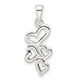 Sterling Silver Heart Pendant with Cascading Open Hearts, Romantic Symbolic Jewelry for Women