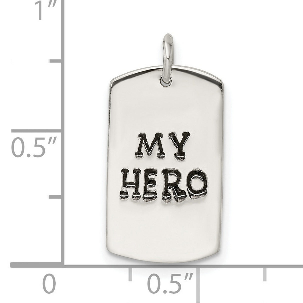 Polished My Hero Dog Tag Charm Pendant in Real 925 Sterling Silver
