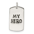 Polished My Hero Dog Tag Charm Pendant in Real 925 Sterling Silver