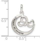 Heart Believe in Yourself Charm Pendant in Real 925 Sterling Silver