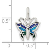 Sterling Silver Butterfly Pendant with Blue Green Enamel, Nature Inspired Jewelry