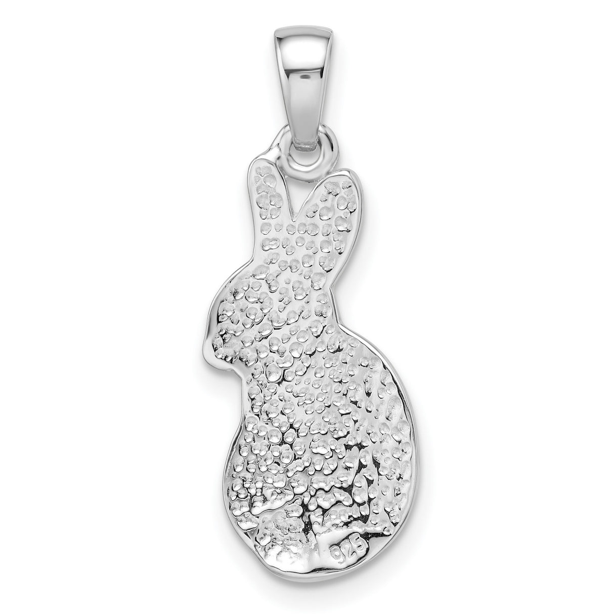 Sterling Silver Bunny Pendant with Light Brown and Pink Crystals, Whimsical Rabbit Charm