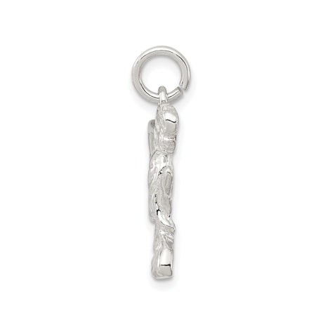 Sterling Silver Praying Angel Pendant with Wings and Clasped Hands for Women