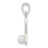 Sterling Silver Star Pendant with Open Design and Simulated Pearl Accent, Celestial Style Jewelry