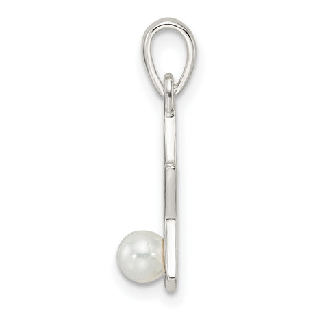 Sterling Silver Star Pendant with Open Design and Simulated Pearl Accent, Celestial Style Jewelry