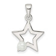 Sterling Silver Star Pendant with Open Design and Simulated Pearl Accent, Celestial Style Jewelry