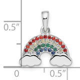 Sterling Silver Rainbow Pendant with Multicolor Cubic Zirconia and Cloud Accent