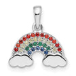 Sterling Silver Rainbow Pendant with Multicolor Cubic Zirconia and Cloud Accent