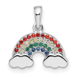 Sterling Silver Rainbow Pendant with Multicolor Cubic Zirconia and Cloud Accent