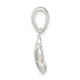 Sterling Silver Flower Pendant with Pink Cubic Zirconia Center, Five Petal Floral Charm