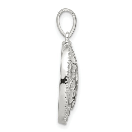 Sterling Silver Rose Pendant with Cubic Zirconia, Openwork Floral Design, Nature Inspired Jewelry