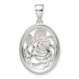 Sterling Silver Rose Pendant with Cubic Zirconia, Openwork Floral Design, Nature Inspired Jewelry