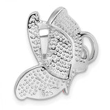 Sterling Silver Butterfly Charm with Pink and Iridescent Crystals, Nature-Inspired Slide Charm