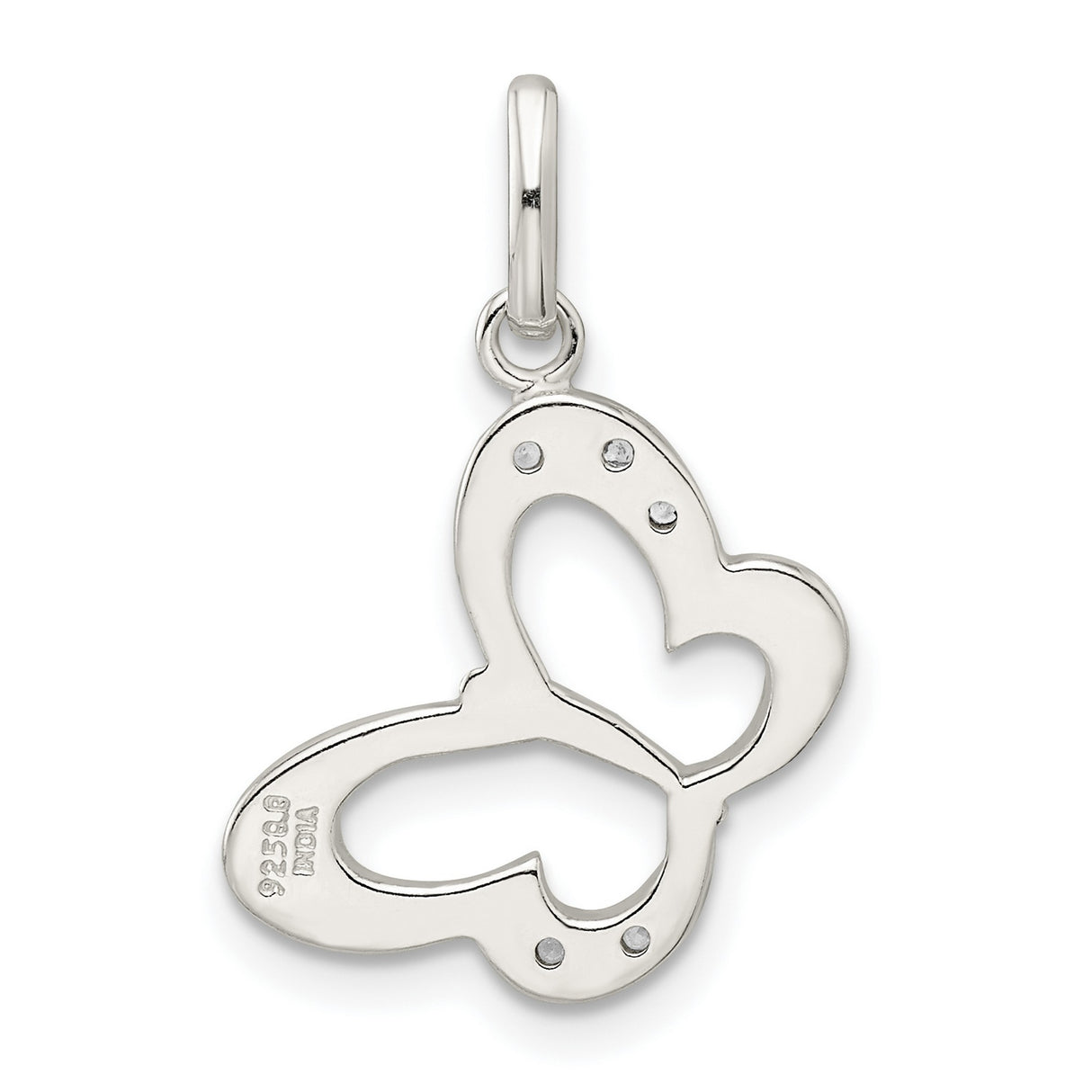 Sterling Silver Butterfly Pendant with Openwork Design and Cubic Zirconia Stones
