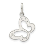 Sterling Silver Butterfly Pendant with Openwork Design and Cubic Zirconia Stones