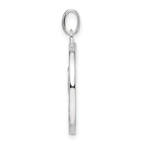 Sterling Silver Owl Pendant with Detailed Bird on Leafy Branch in Circular Frame
