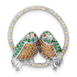 Sterling Silver Bird Brooch with Cubic Zirconia, Colorful Nature-Inspired Animal Pin