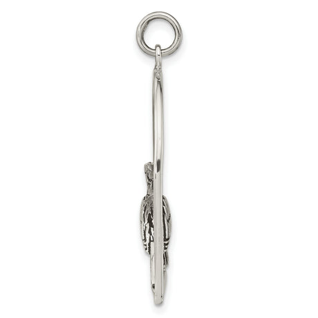 Sterling Silver Cardinal Pendant with Bird on Branch in Arched Frame, Nature-Inspired Memorial Jewelry