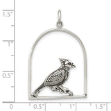Sterling Silver Cardinal Pendant with Bird on Branch in Arched Frame, Nature-Inspired Memorial Jewelry