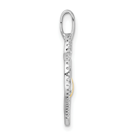 CZ Cat in Heart Charm Pendant in Real 925 Sterling Silver