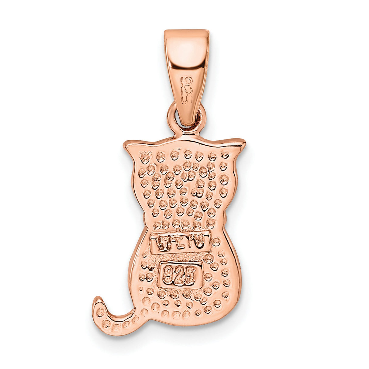 White Created Opal Cat Charm Pendant in Real 925 Sterling Silver