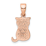 White Created Opal Cat Charm Pendant in Real 925 Sterling Silver