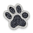Sterling Silver Paw Print Pendant with Black and White Cubic Zirconia, Pet Memorial Jewelry