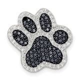 Sterling Silver Paw Print Pendant with Black and White Cubic Zirconia, Pet Memorial Jewelry