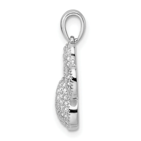 Polished CZ Paw Print Charm Pendant in Real 925 Sterling Silver
