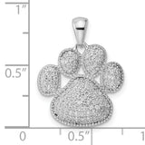 Polished CZ Paw Print Charm Pendant in Real 925 Sterling Silver