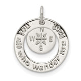 Sterling Silver Compass Pendant with Not All Who Wander Are Lost Quote, Travel-Inspired Charm