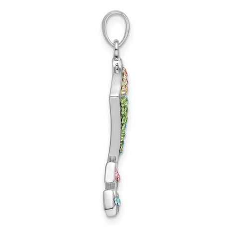 Sterling Silver Kite Pendant with Multicolored Cubic Zirconia, Whimsical Summer Jewelry for Women and Girls