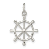 Sterling Silver Ship Wheel Pendant, Nautical Helm Charm Symbolizing Adventure and Direction