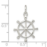 Sterling Silver Ship Wheel Pendant, Nautical Helm Charm Symbolizing Adventure and Direction