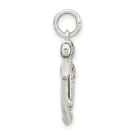 Sterling Silver Anchor Pendant with Rope Detail, Nautical and Spiritual Charm for Men